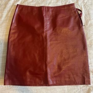 Vintage 100% LEATHER, Red Leather Skirt